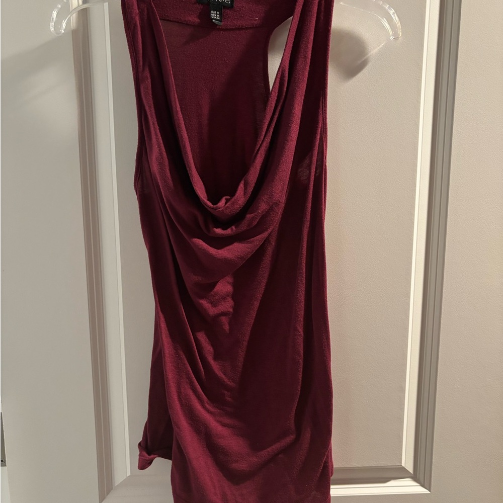 Women's Burgundy Drape Top